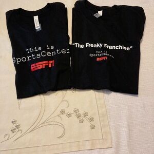 ESPN SportsCenter Graphic T-Shirt Bundle XS • Black • 100% Cotton (2 Tees)